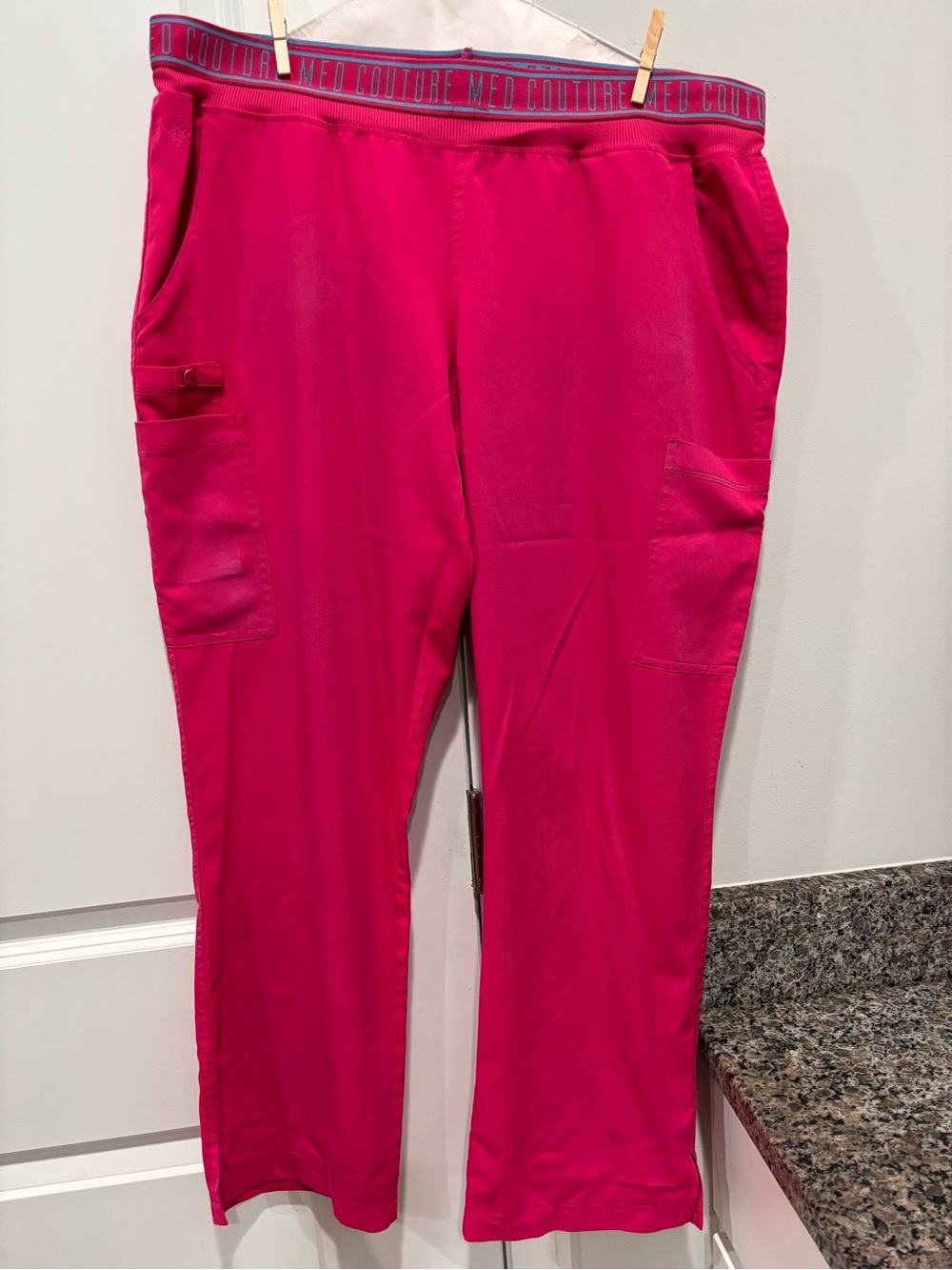 Med Couture Straight-Leg Scrub Pants in Hot Pink